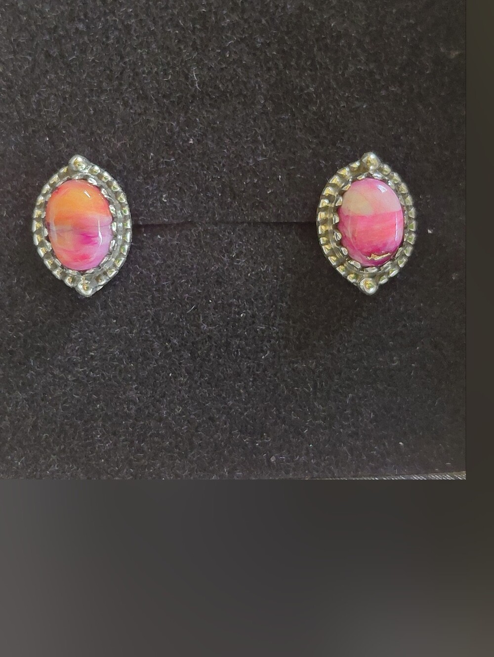 Dainty Pink Dahlia Silver Stud Earrings